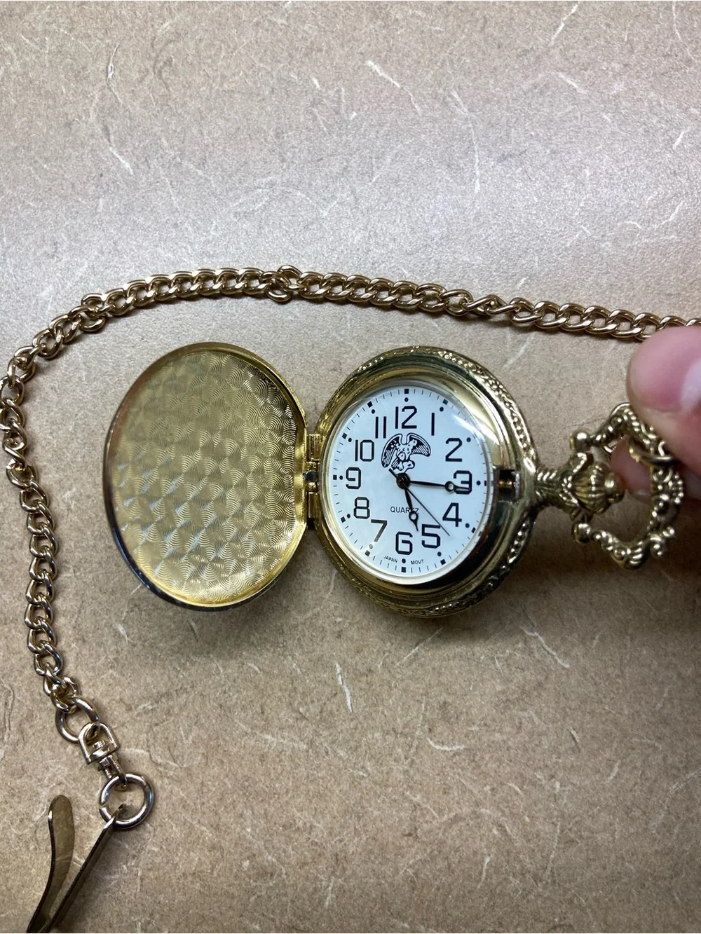 Gold-Tone Eagle Pocket Watch Pendant Necklace